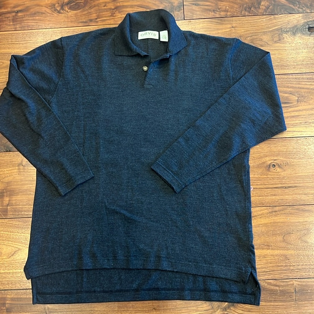 Orvis Merino wool men’s knit collared pullover. XL charcoal grey. Beautiful!!